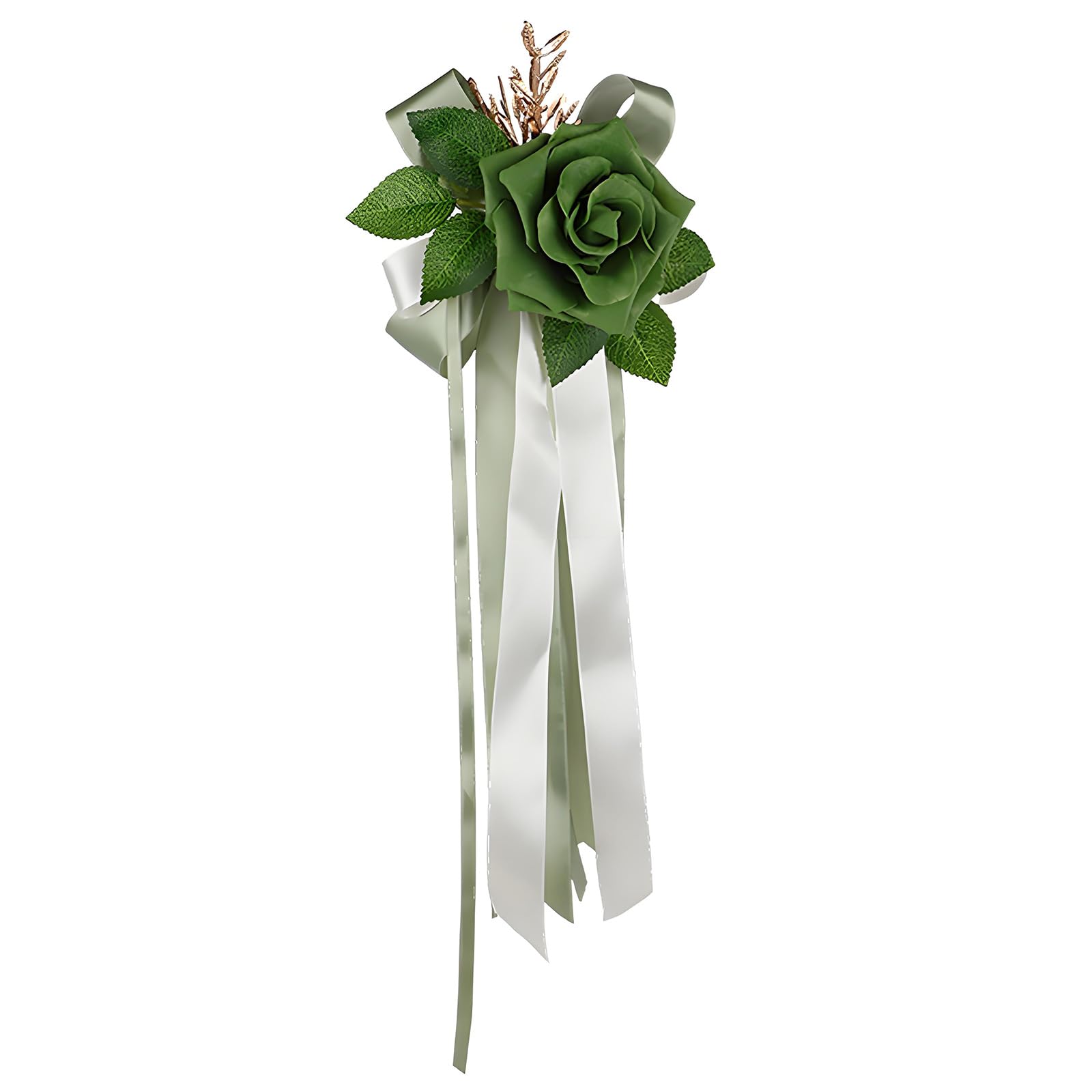 Engagement Car Flower Decoration with Artificial Rose, Ribbon Tails and Faux Greenery for Ceremony and Event Styling Bridal Car Flower Decor Faux Rose Ceremony Styling Engagement Backdrop Photo Scene