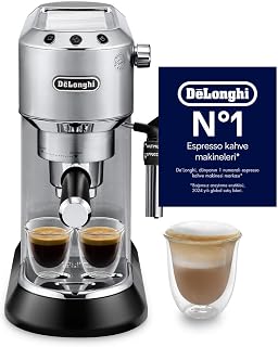 De'Longhi Dedica Manuel Espresso Makinesi, 15 cm Genişlik, 1 L Kapasite, 1350W, 15 Bar Basınç, Paslanmaz Çelik (EC 685.M)