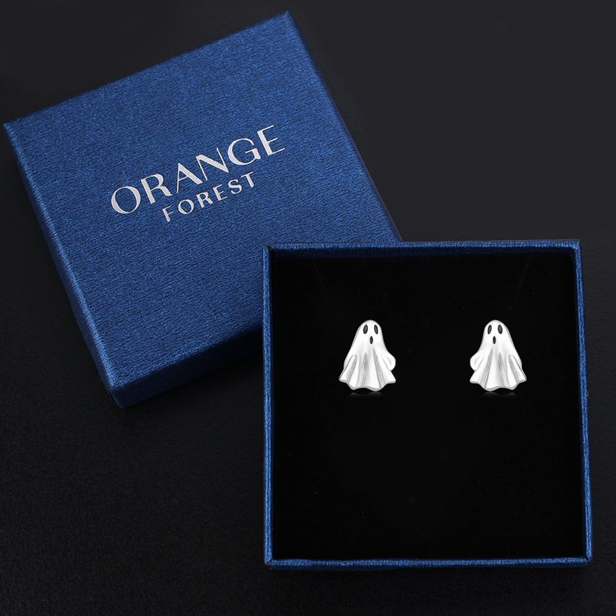 ORANGE FOREST Halloween Earrings 925 Sterling Silver Pumpkin Spider Ghost Stud Earrings Halloween Party Jewelry Smiling Face Pumpkin for Women