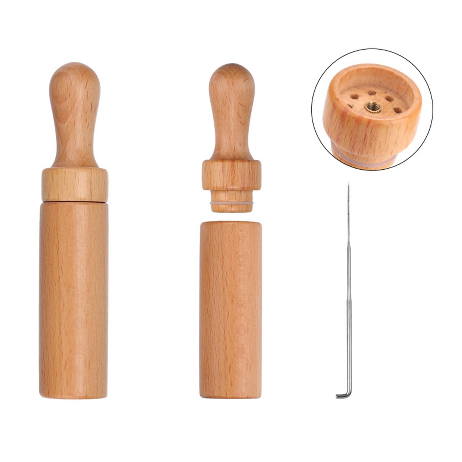 Tsophreniq Felting Needle Wood Handle Felting Needle Tool with Embroidery Punching Tool MultiplNeedle Handle Wool