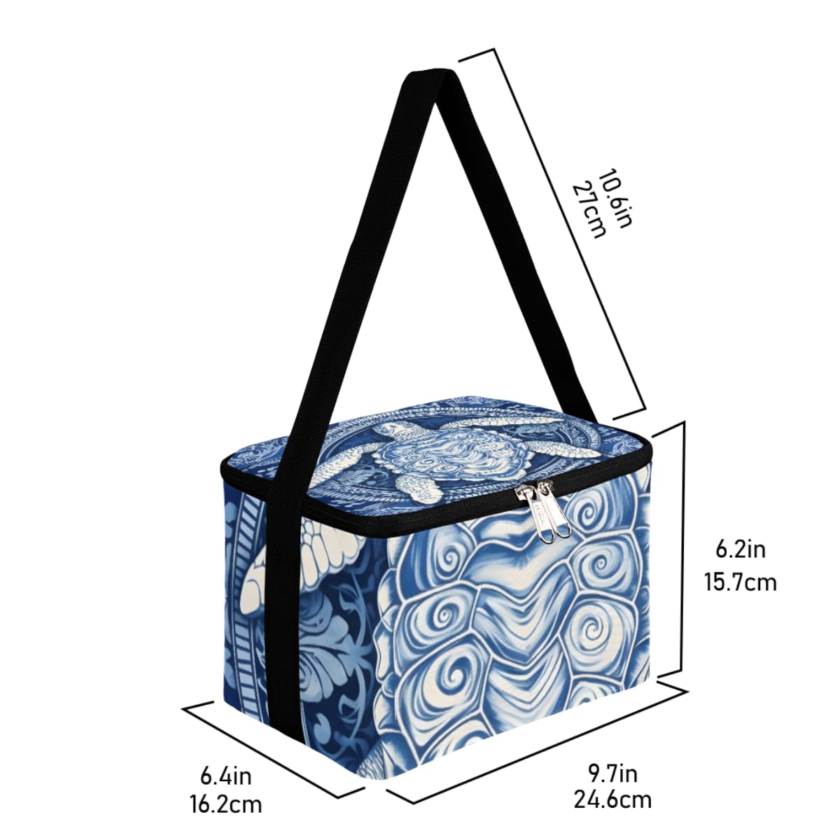 GzLeyigou Lunch Bags for Women Men 9 Cans,Turtle Hot & Cold Food Delivery Bag Insulated Grocery Bag Insulated Lunch Box Retro Sea Turtle Cooler Bag for Office Work Picnic Beach