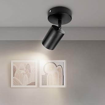 Wall Light Spotlight Indoor in Matt Black Adjustable Spot Light with GU10 Socket LED Compatible Industrial Ceiling Wall Spot Light for Kitchen Lounge Bedroom Dining Room