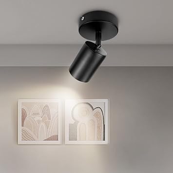 Wall Light Spotlight Indoor in Matt Black Adjustable Spot Light with GU10 Socket LED Compatible Industrial Ceiling Wall Spot Light for Kitchen Lounge Bedroom Dining Room | 350° Adjustable Interior Wall Lamp and Ceiling Spotlights for Kitchen Bedroom Living Room, Max. 50W, Without Bulb