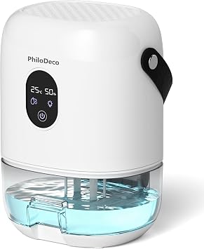 PHILODECO 35 OZ Dehumidifiers for Home280 sq.ft, Ultra Quiet 25 dB for Bedroom & Bathroom with Auto Shut Off, Small Dehumidifiers for Closet, RV & Basement, 7 Colors LED Light, White