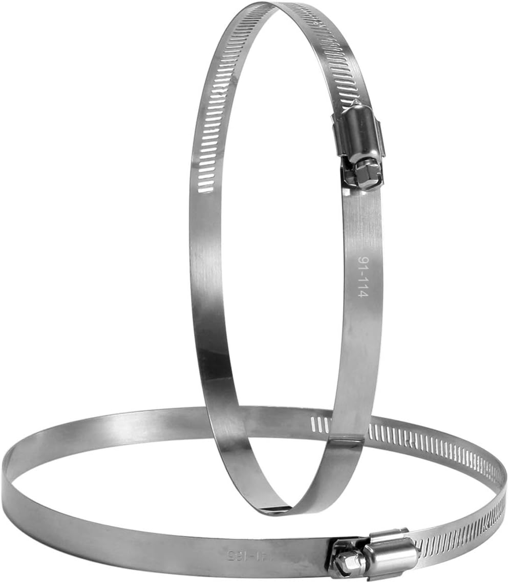 Hon&Guan 5" Stainless Steel Dryer Vent Clamp, Adjustable Worm Drive Hose Clamp for Automotive Mechanical Agriculture-Pack of 2 (125mm)