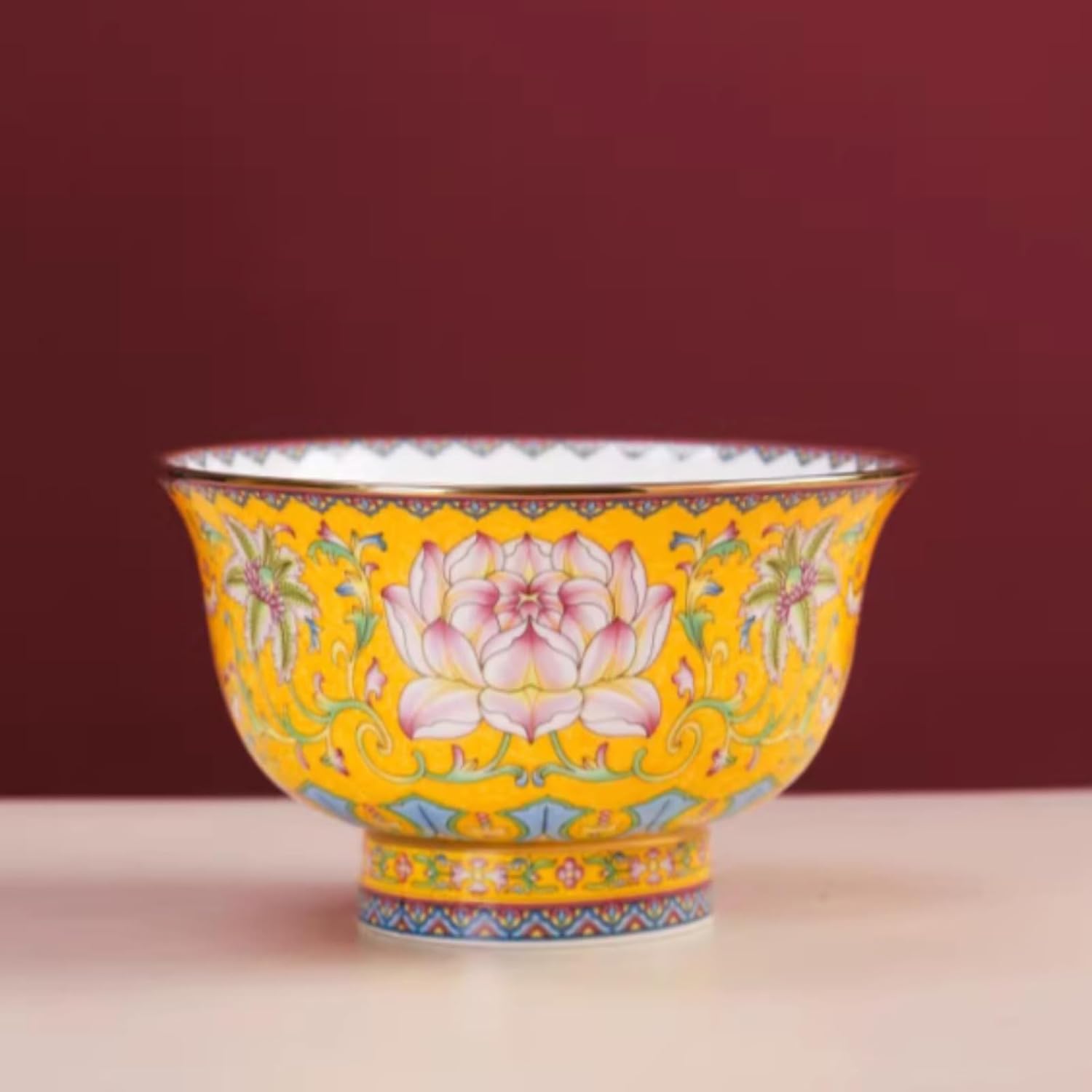 Jingdezhen Ceramic Dinner Bowl, 12.3cm 4.8in, Chinese Porcelain Bowl for Home Dining Household Dishware