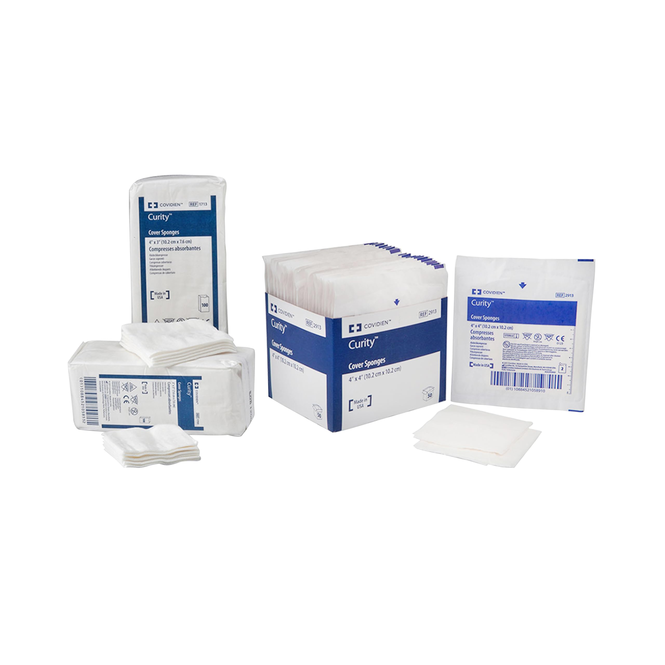 Cardinal Health™ Curity™ - Spugna di garza in tessuto non tessuto, non sterile, 7,6 x 10,2 cm, 1713, confezione da 2000