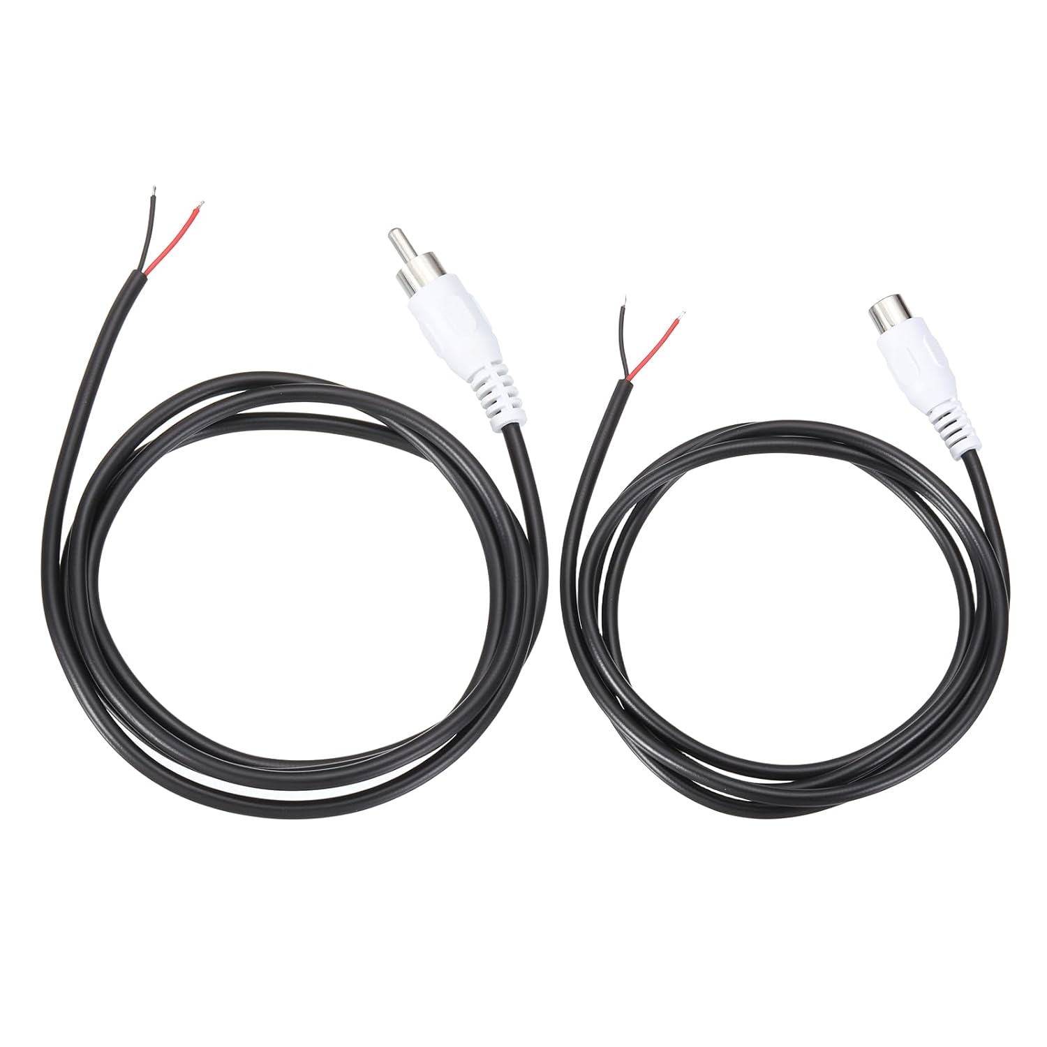 MECCANIXITY 3.3FT RCA to Bare Wire Speaker Cable, 22AWG Replacement White RCA Male Female Plug to Open End Pigtail Audio Cable Connector Adapter for Amplifier, Home Audio Speakers, Pack of 2