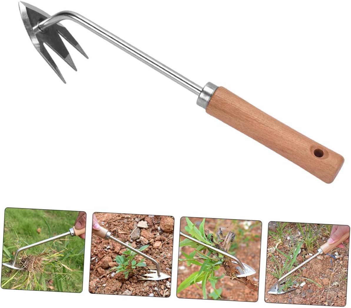 BESPORTBLE 3pcs Portable Hand Weeder Tool Wooden Handle Multi-Function Garden Puller for Removing and Roots Effortlessly and Design for Lawn and Garden Care