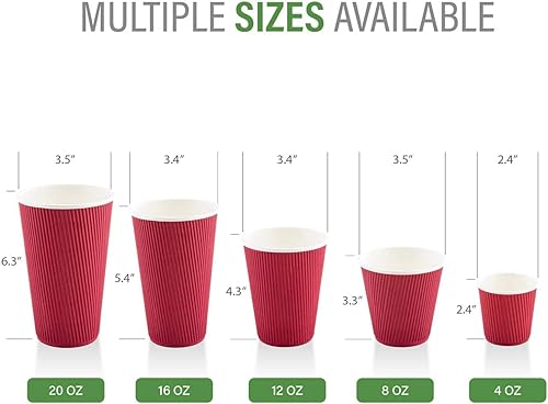 Miniatura 7 de Vasos de café de papel aislado de pared corrugada, Carmesí