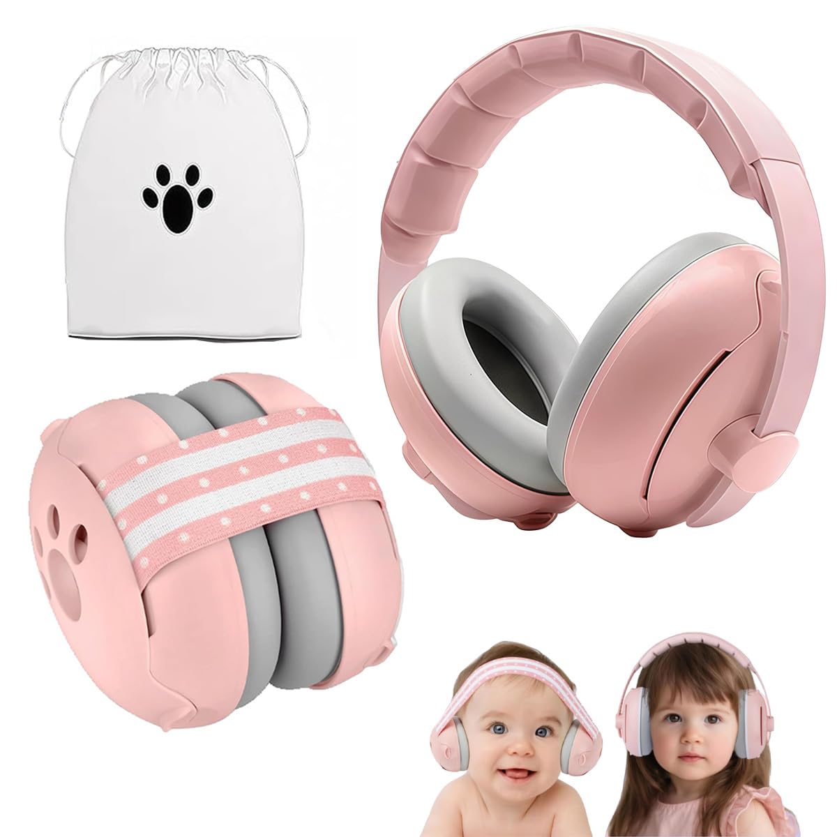 YingErTool 2-in-1 Baby Ear Defender for Babies and Toddlers up to 4 Years, Noise Reduction Adjustable Earmuffs