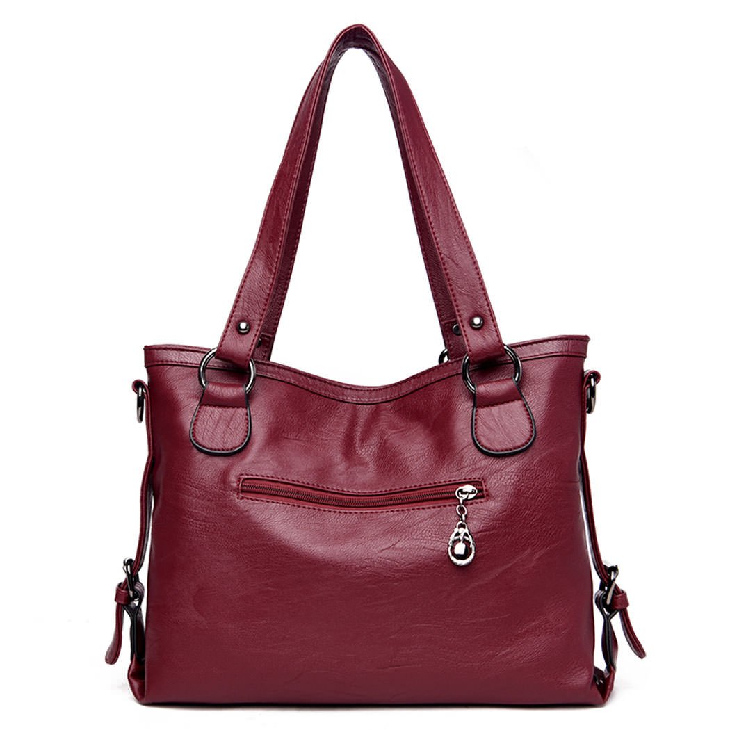 DEERWORD Mujer Bolsos de Mano Casual Bandolera Marca Mediano Totes Antirrobo Hombro Italianos PU Cuero 5369 1 piezas Burdeos