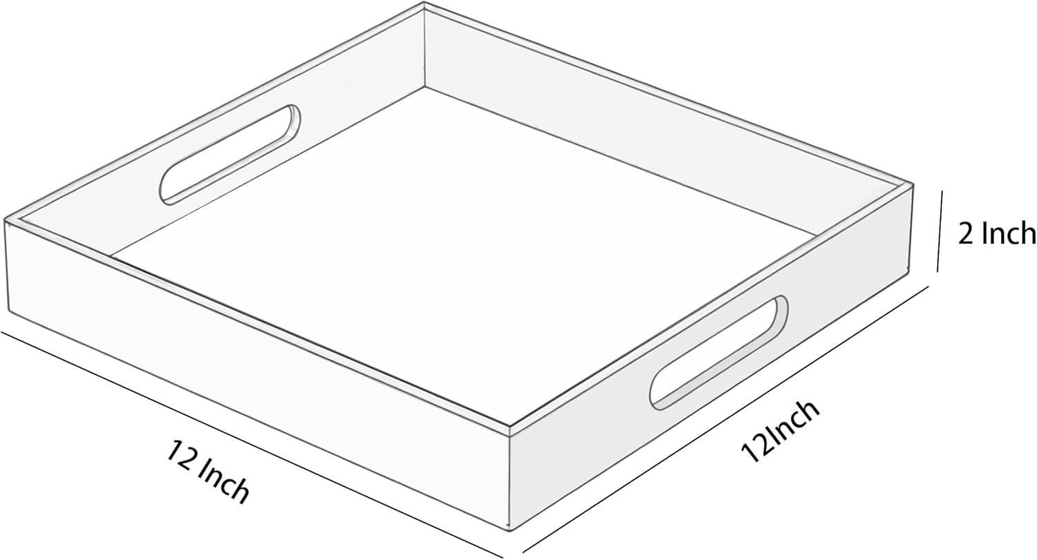 Clear Acrylic Serving Tray with Handles-Butler Trays for Coffee Table, Snacks,Breakfast in Bed, Kitchen Countertop,Vanity,Makeup Organizer,Ottoman (Clear, 12x12 Inches) - Image 5