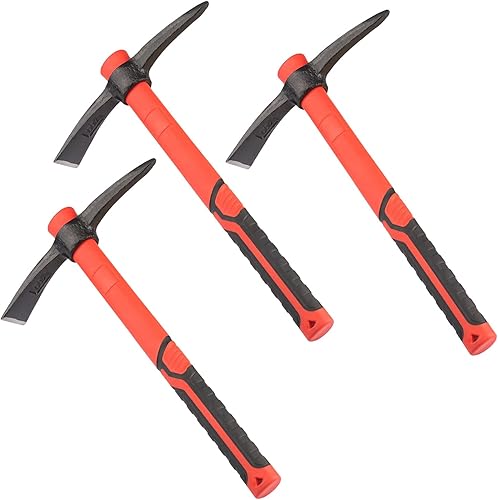 3 azadas Mattock de 15 pulgadas, hacha forjada de jardín con mango de fibra de vidrio, azada Mattock para aflojar el suelo, jardinería, camping, por