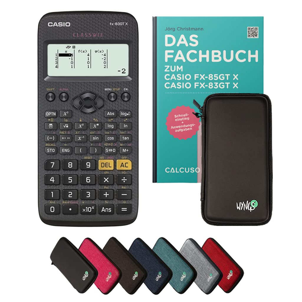 Casio fx-83GT X Incl. Funda Protectora Negro y Libro especializado (64 páginas, DIN A5) – Calculadora científica – Smart Set (Alemán)