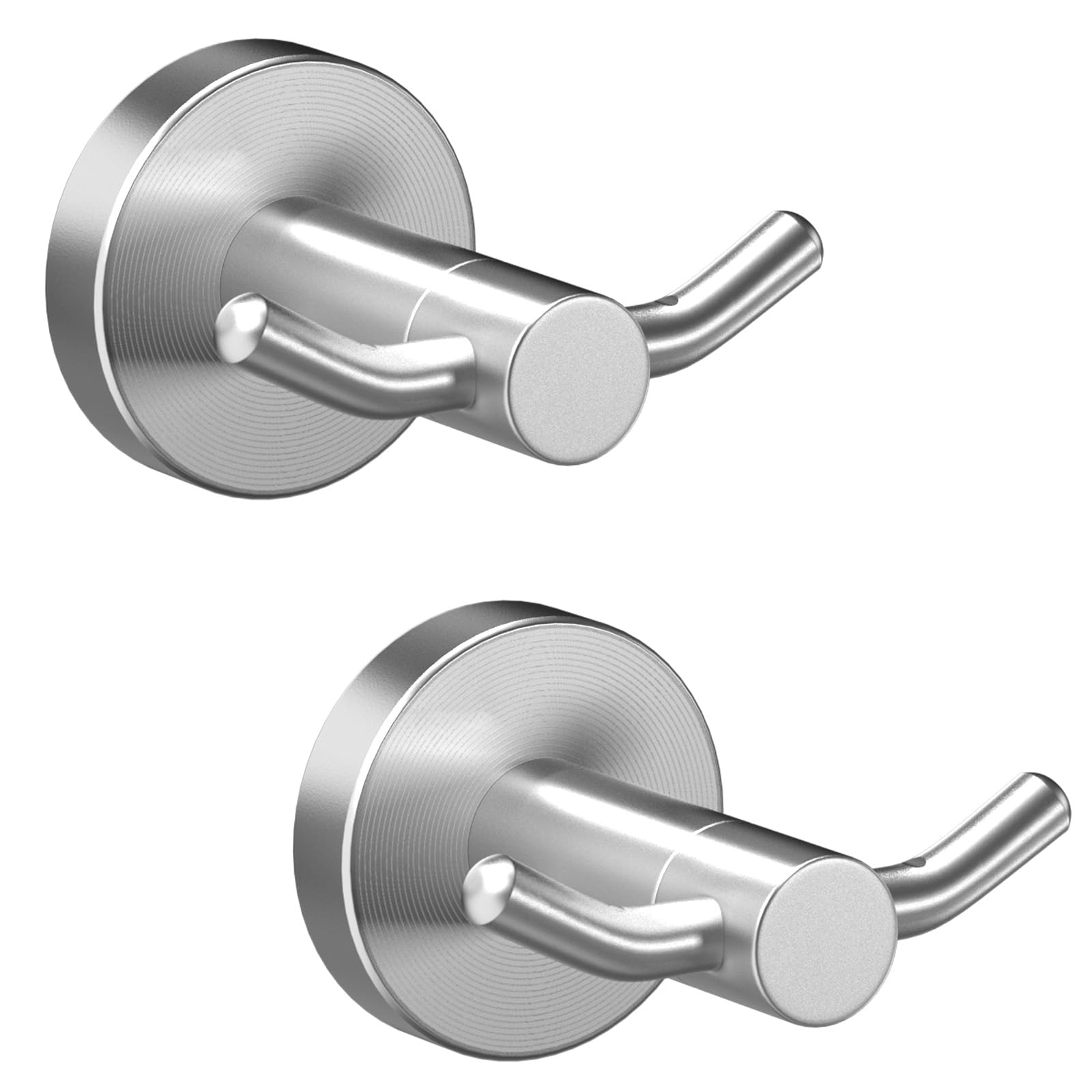 Yundoza Towel Hooks for Bathroom, Screw in Stainless Steel Door Hooks for Hanging Coat Robe Keys (Brushed Nickel, 2 Pack)