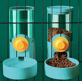 Kenond® 40oz Hanging Automatic Pet Food Water Dispenser, Auto Gravity Pet Feeder and Waterer Set, Cage Cat Food Bowl Dog F...