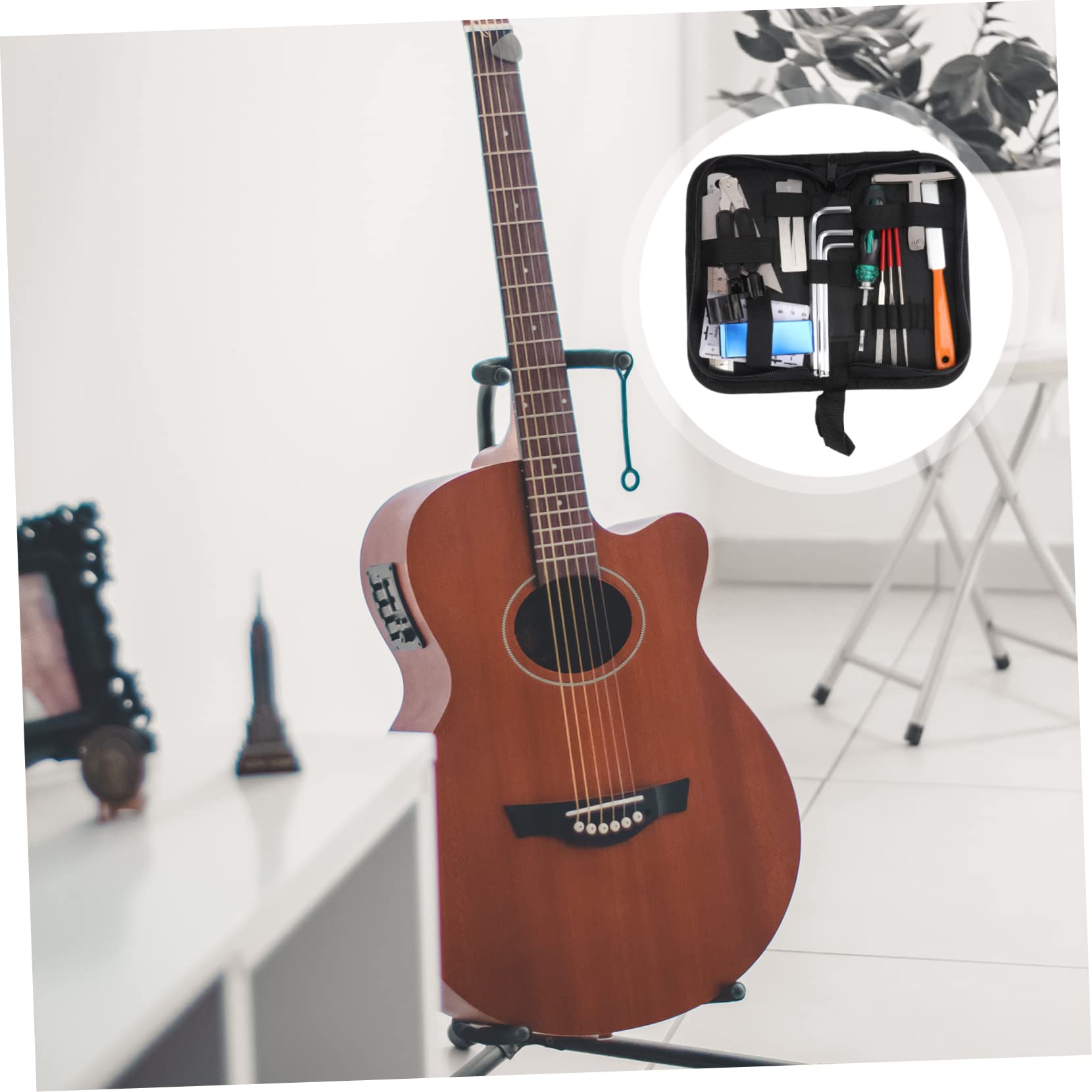 ibasenice Zestaw Narzędzi do Czyszczenia Gitar Zestaw do Konserwacji Gitar Zestaw Narzędzi do Naprawy Gitar Łatwe do Przenoszenia Akcesoria do Gitar