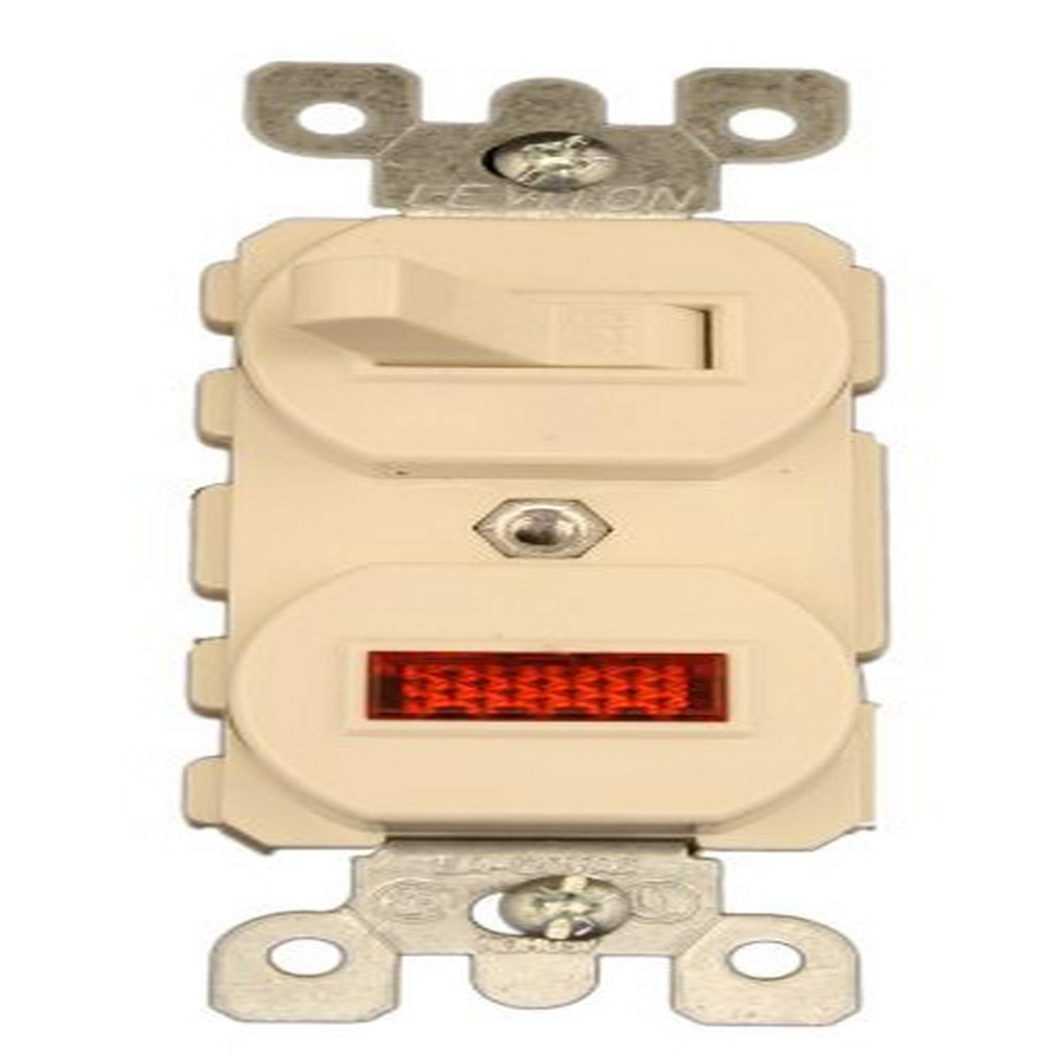 Leviton 5226-T 15 Amp, 120 Volt, Duplex Style Single-Pole, Neon Pilot AC Combination Switch, Commercial Grade, Light Almond