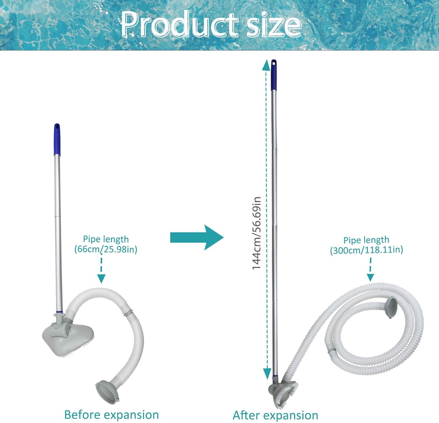 VBESTLIFE Handheld Pool Vacuum Cleaner, Non Electric Dust Debris Cleaning Swimming Pool Cleaner for Above Ground Swimming Pool and Spa