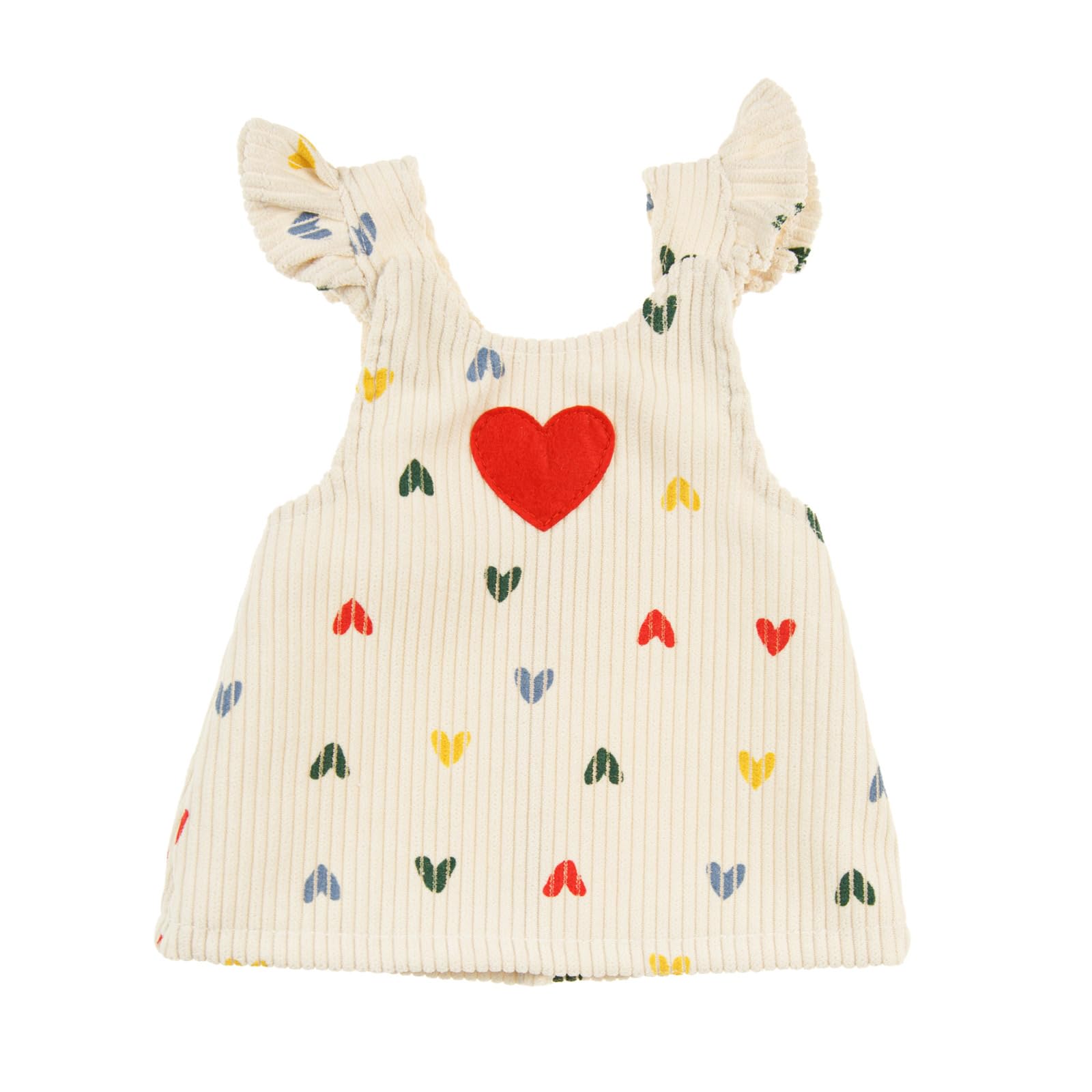 Heless 2530 - Ubranka dla lalek ''Heart Confetti'', 2-częściowy zestaw ze sztruksową sukienką i koszulką, dla lalek i przytulanek w rozmiarze 35-45 cm
