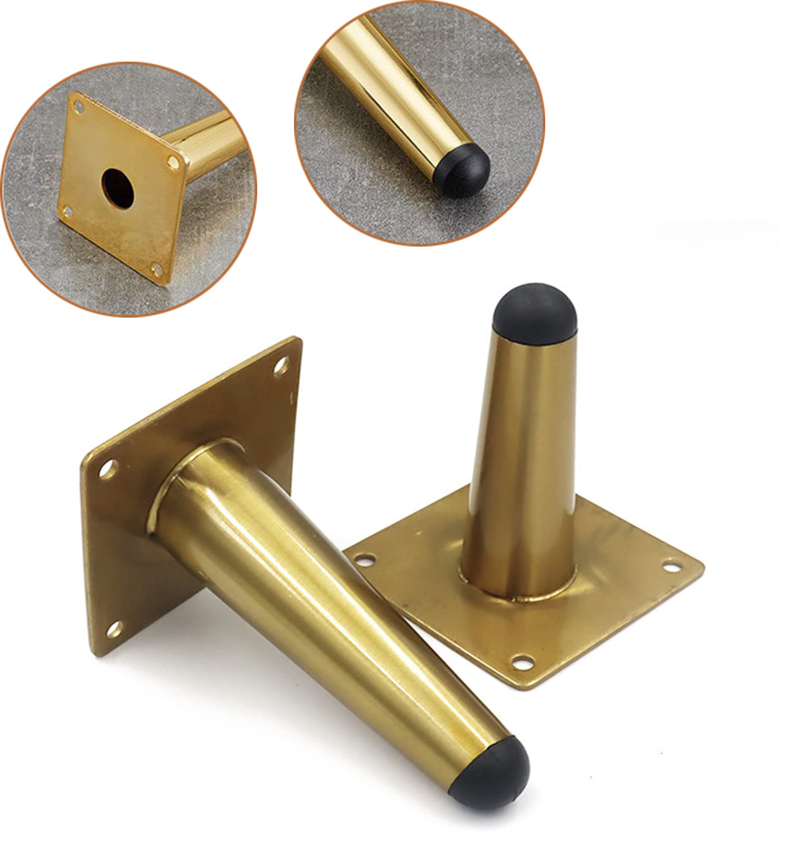 Generico Confezione da 4 Piedini di Ricambio per Mobili in Metallo Gambe Coniche per Mobili Gambe per Tavoli Piedi per Mobili Sedie Divani Gambe per Mobili Alte 10-72 cm (50 cm/19,7 Pollici Oro)