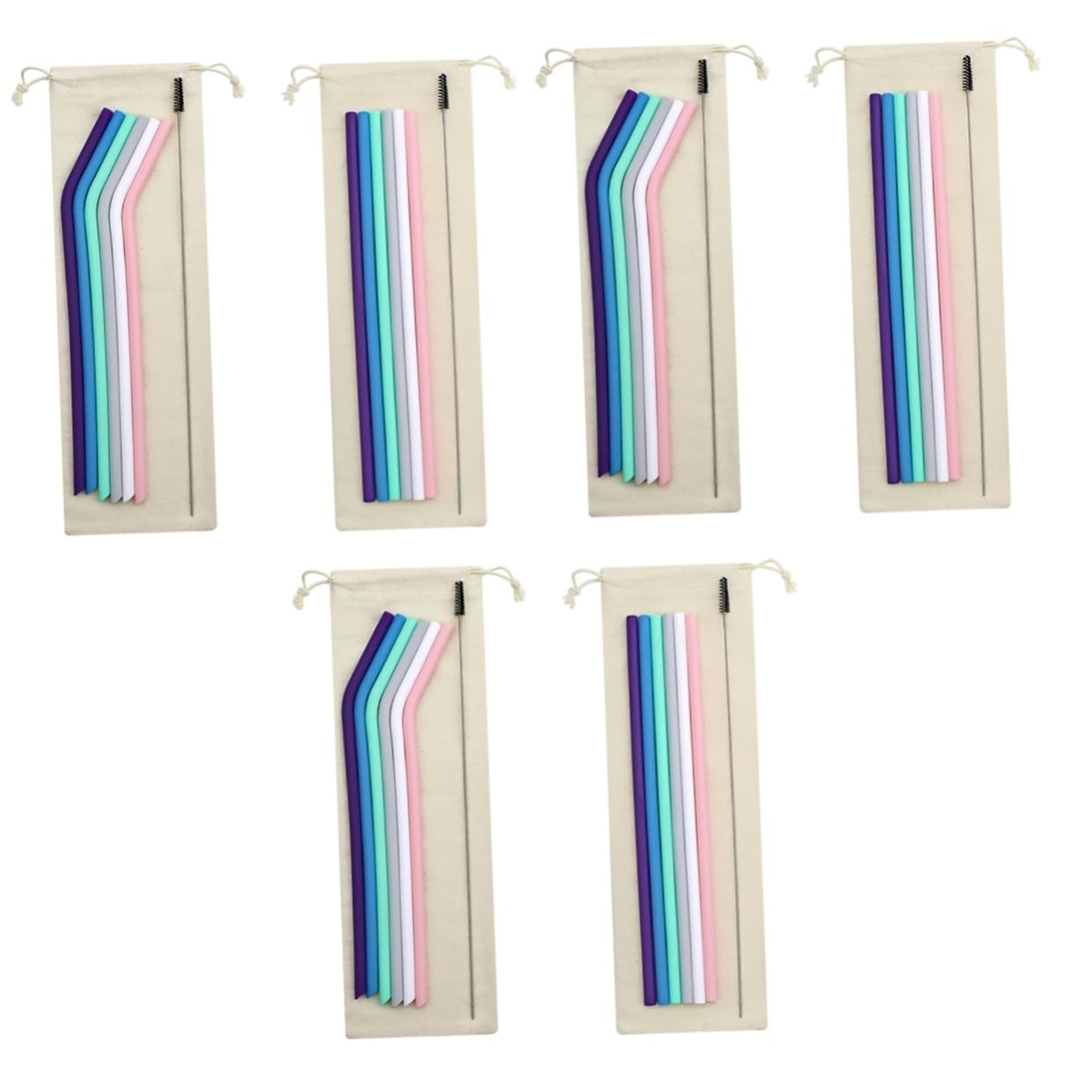 Pailles réutilisables PRETYZOOM : lot de 6 pailles pliables en silicone pour café et cocktails