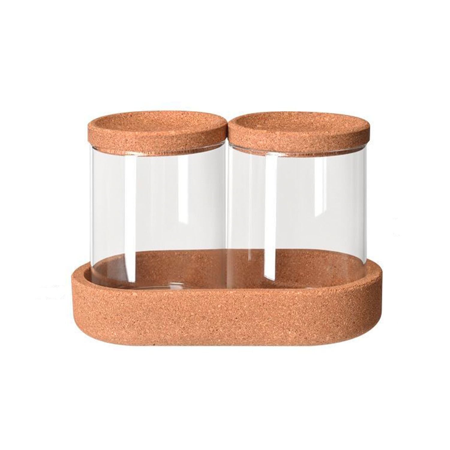 Luckte 2 Pack Glass Qtip Holder Dispenser With Vanity Tray For Cotton Balls, Swabs, Pads, Hair Ties, Apothecary Jars Set