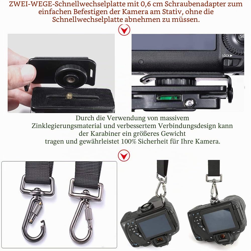 ZTO Ztowoto Kameragurt doppelten Schulter-Trageriemen Harness Quick Release Adjustable Dual-Kamera Haltegurt und Sicherheit Tether für DSLR SLR Kamera (ztowoto-1)