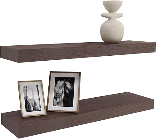 Vervida Estantes flotantes de pared, estantes colgantes, paquete de 2 estantes de 24 pulgadas de ancho x 5.8 pulgadas de profundidad, estantes