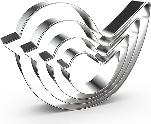 Juego de cortadores de galletas para pájaros, 5 pulgadas, 4 pulgadas, 3 pulgadas, 2 pulgadas, 4 piezas, acero inoxidable