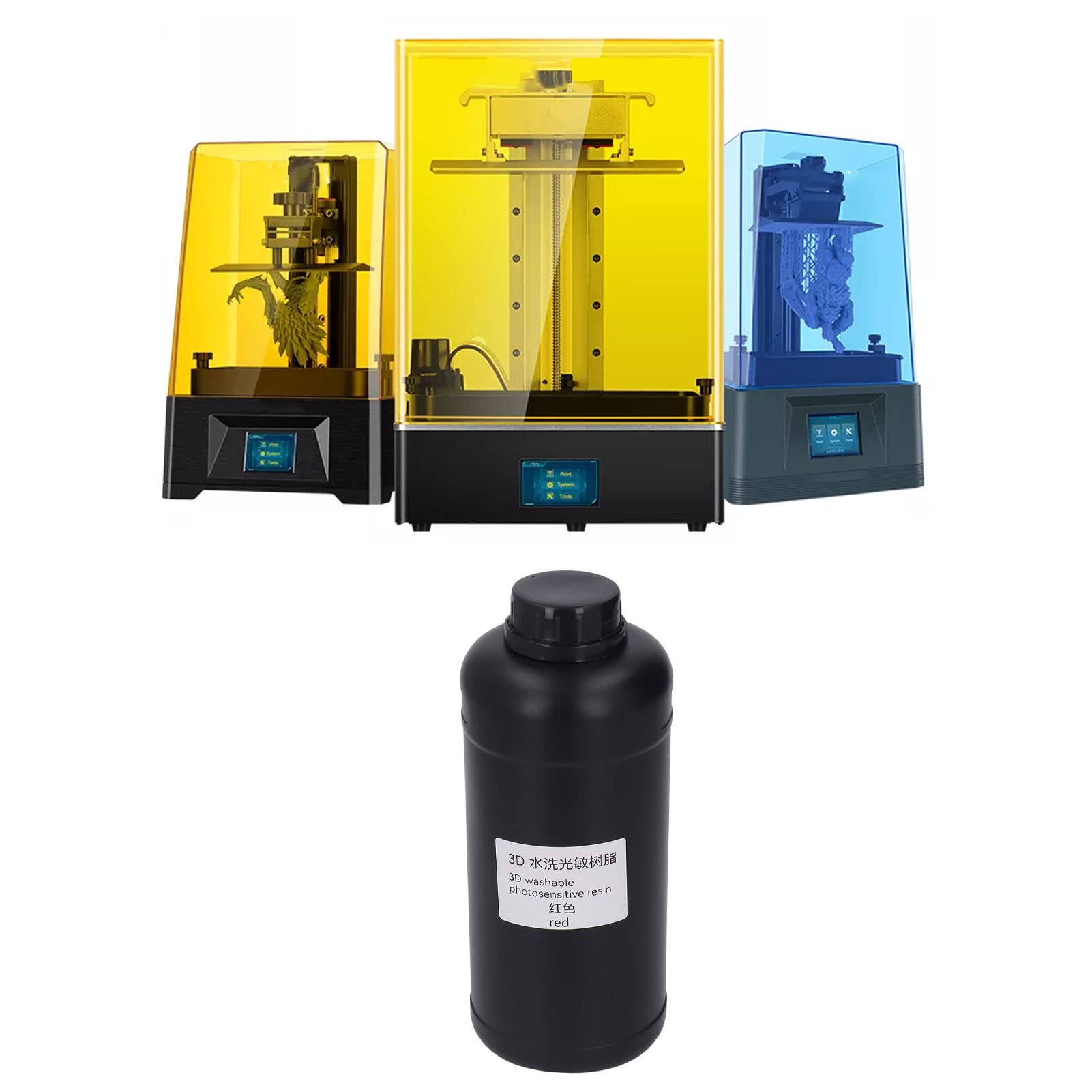 lyrlody Resina per Stampante 3D, Resina per Stampa 3D Lavabile con Acqua 1000ml, Fotopolimerica Fotopolimerizzabile per DLP LCD, tenacità Ad Alta Resistenza Polimerizzazione Rapida per Modelli (rosso)