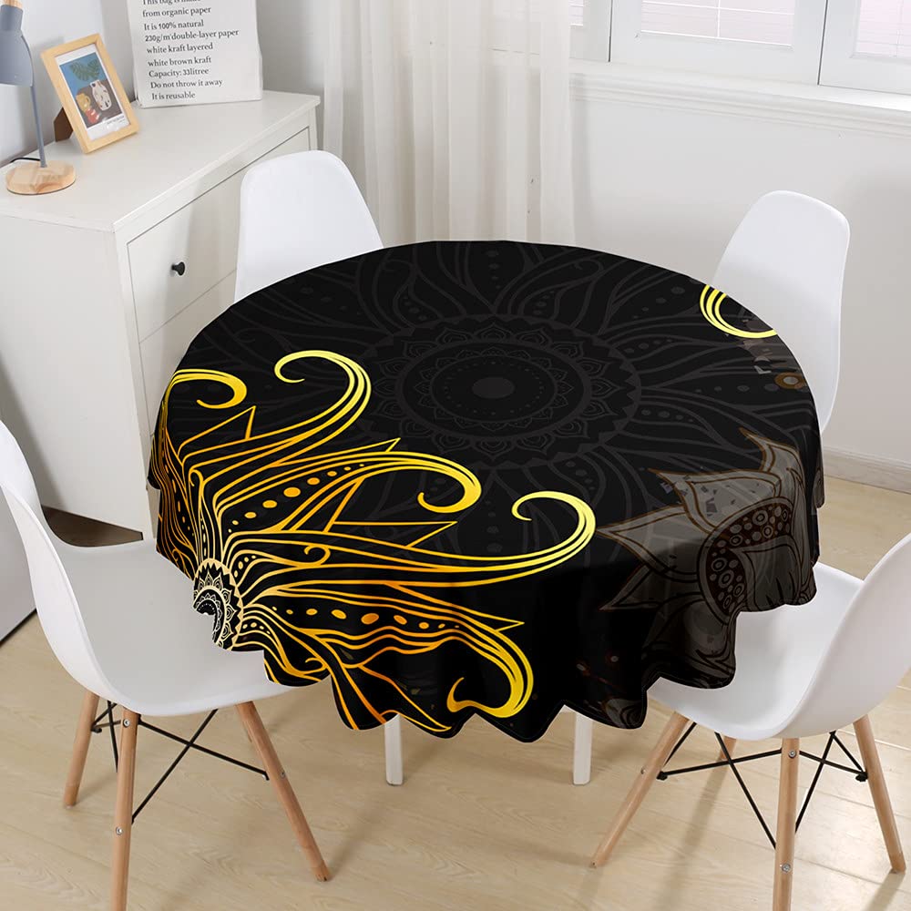 Highdi Nappe Ronde Anti Tache, 3D Montagne Imprimer Impermeable Nappe De Table De Décoration Pour Cuisine Picnic Party Jardin Table Protection Tables Pour Restaurants (Patchwork,Diamètre 120cm