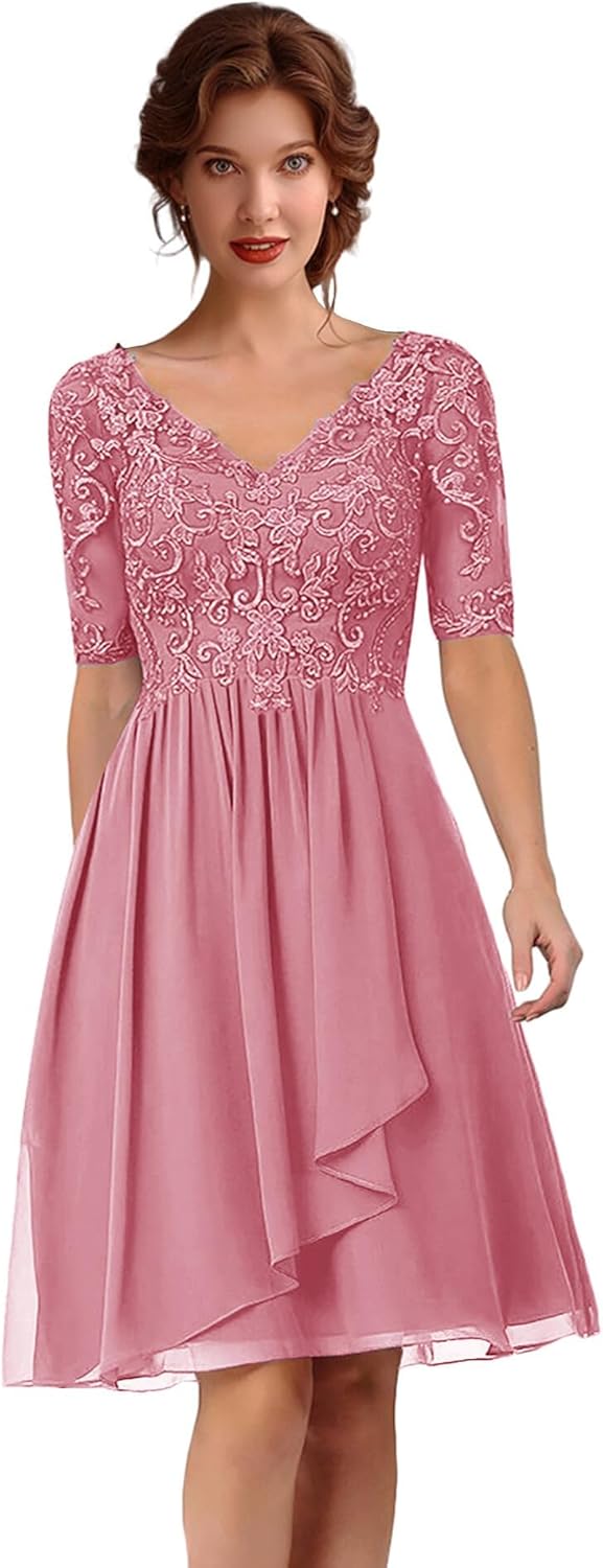 ISABUFEI Mother of The Bride Dresses Short Prom Dress Formal Evening Party Gowns V-Neck