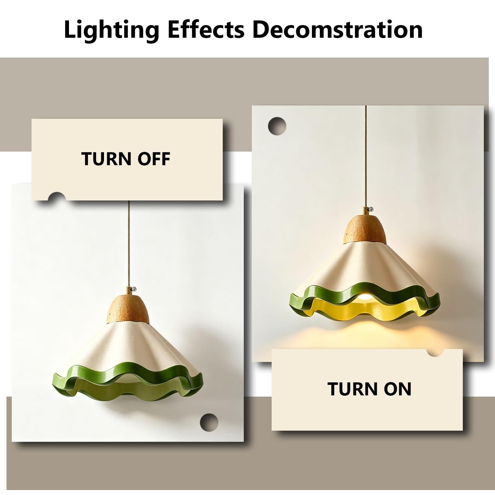 Lampada a sospensione con paralume in resina verde Wave Edge