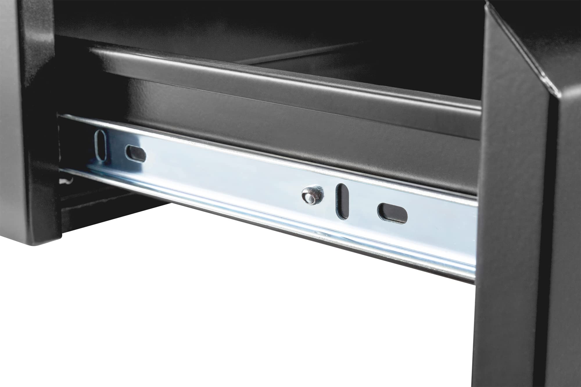 DIGITUS Unterbau-Schublade – Ausziehbar – Leichtgängig – 48 cm tief – 5 kg Traglast – Zur Montage unter Schreibtisch, Werkbank oder Arbeitsplatte – Schwarz