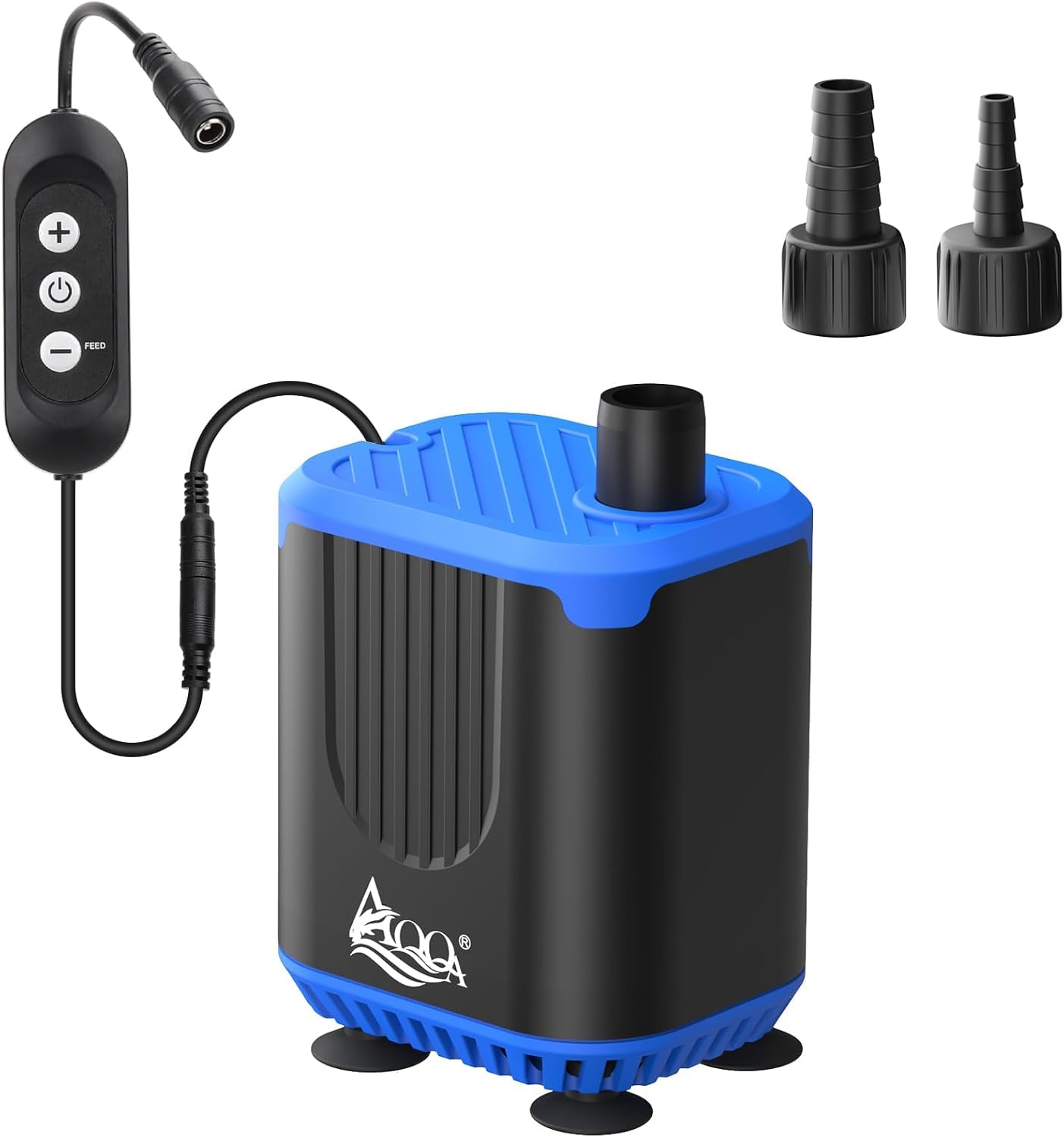 Photo 1 of AQQA DC Aquarium Water Pump with Controller,4 Flow Adjustable,Feed Mode,IP68 Submersible Quiet Fish Tank Pump,3 Nozzles for Pond Fountain Statuary Hydroponics Freshwater Saltwater 10W