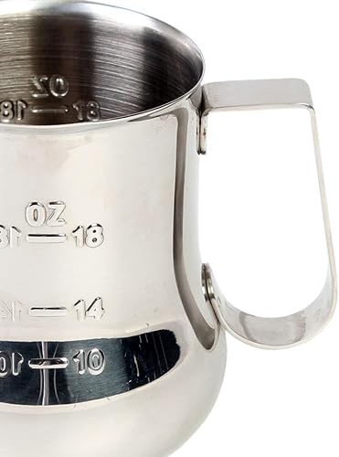 Miniatura 5 de TrueCraftware Jarra de leche espresso de acero inoxidable de 24 onzas con escala de medición, jarra de vapor, barra de café, capuchino, herramientas