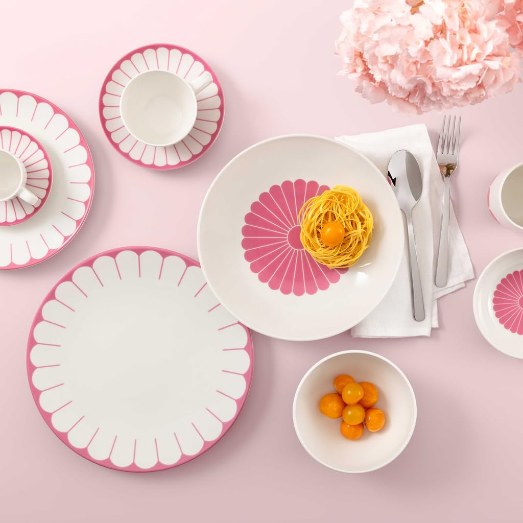 Villeroy & Boch Fleur cassis Müslischalen 4er Set, 14 cm, Schale für Müsli, Joghurt & Snacks, Bowl, Kleine Bol Schüssel, Blumenmuster, Spülmaschinenfest & Mikrowellensicher, Premium Porzellan, Pink