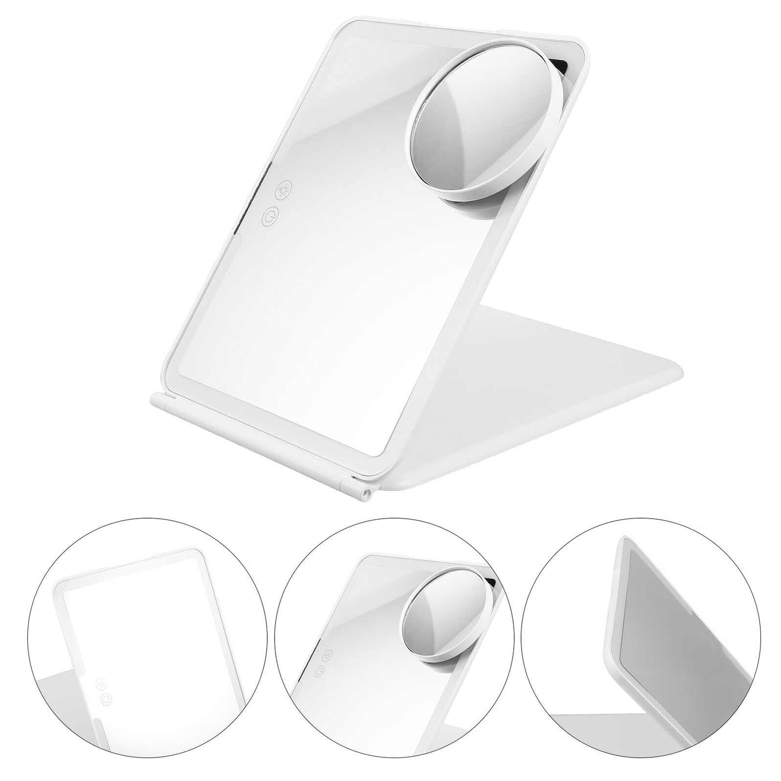 PATKAW Espejo de Maquillaje con Luz LED Portátil, Aumento 10x, Luz White Ajustable, Capacidad 1500mah, Material Abs y Espejo de Aluminio para Viajes y Uso en Casa