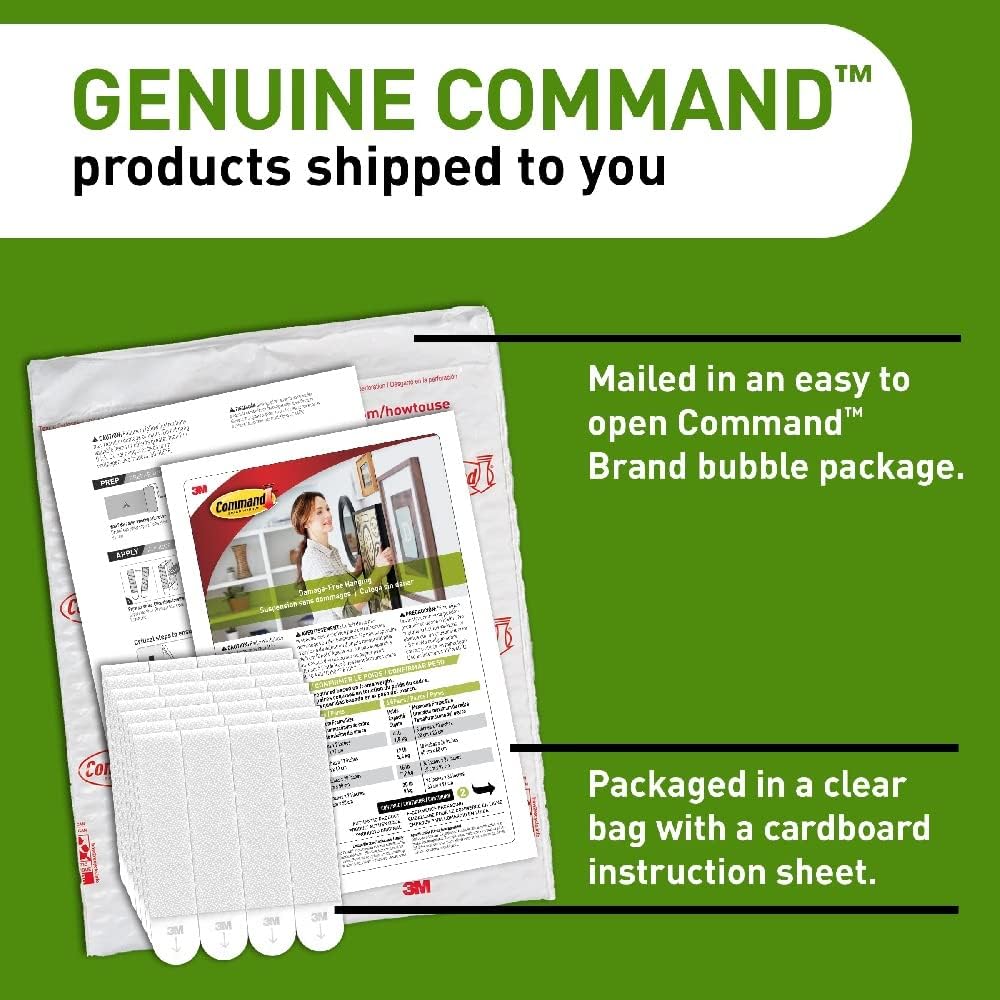 Command Large Picture Hanging Strips, Damage Free Hanging Picture Hangers, No Tools Wall Hanging Strips for Living Spaces, 14 White Adhesive Strip Pairs (28 Command Strips) - - 