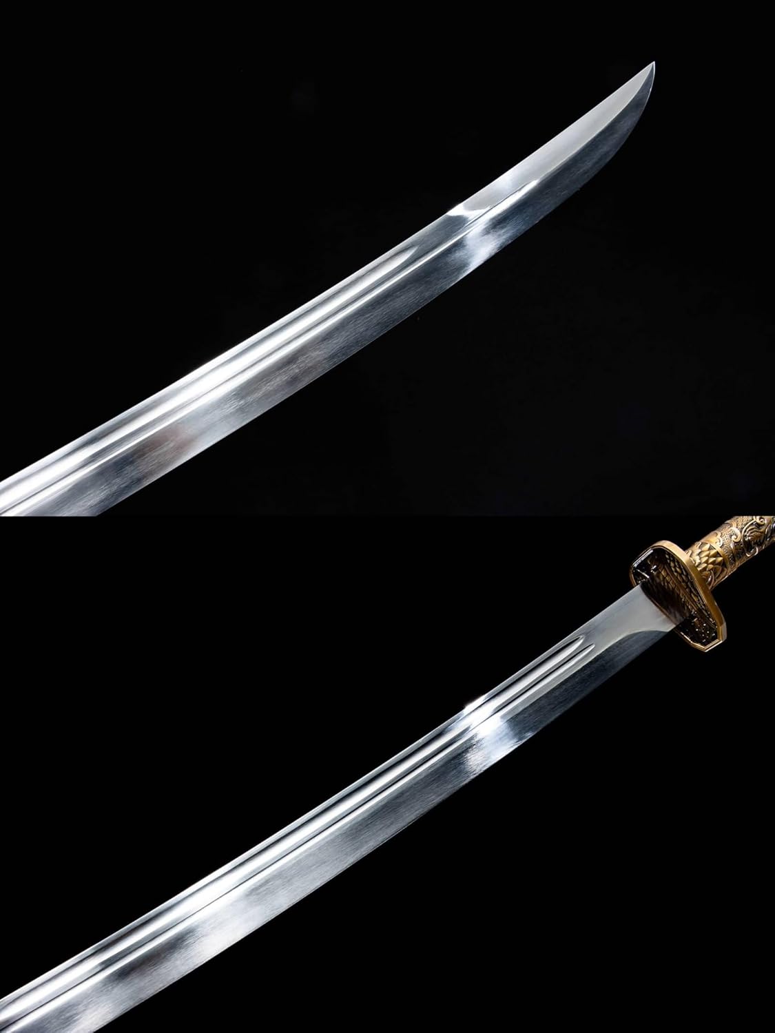 LOONGSWORD 39.37" Chinese Qingdao Sword – Handcrafted High Manganese Steel Blade, PU Leather Scabbard, Alloy Fittings – Traditional Single-Edge Martial Arts Sword
