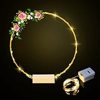 Vista 2 de Centros de mesa decorativos 10 piezas de 12 pulgadas, aros florales de metal para centros de mesa de boda para mesas con luces. Anillos de aro