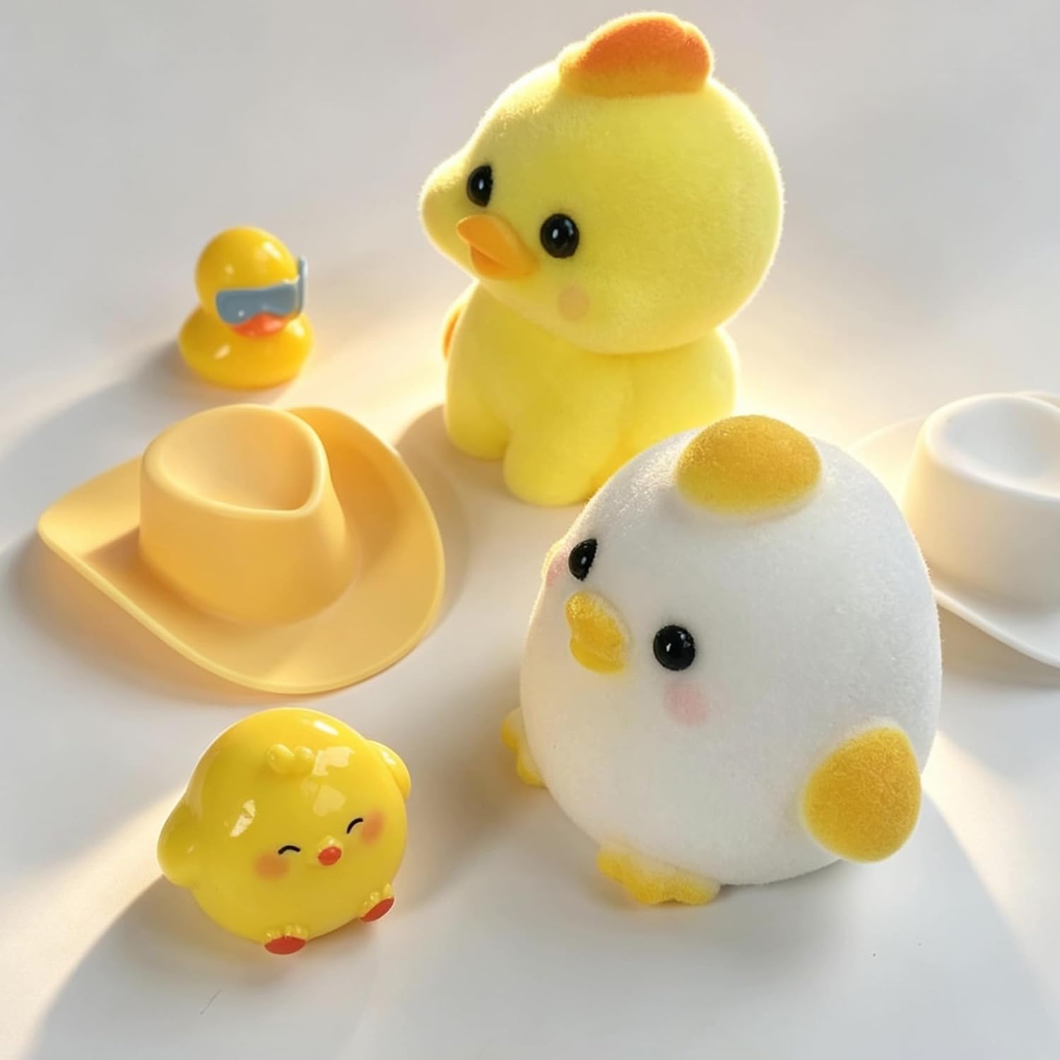 Cute Squeeze Handmade Taba Squishy Chicken Toy, Soft Silicone Mochi Fidget Stress Relief Toy for Adults & Kids (2PCS Duck Chick Set)