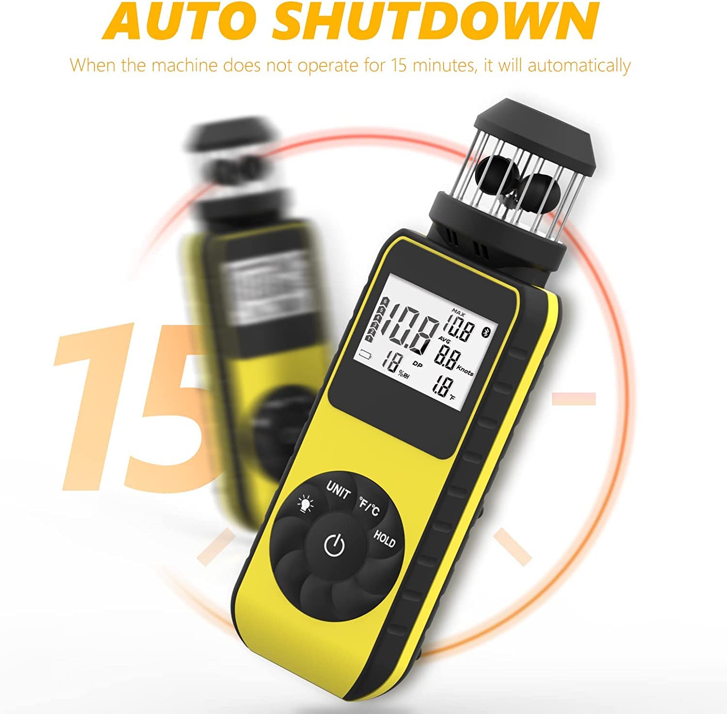 Cup Windmesser Handheld 360° Wind Speed Meter Gauge RQ-881M 0,7-42 m/s Temperatur Kompass für HVAC Segeln Drohnenflug