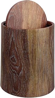 Ciieeo Wood Grain Trash can with Flip Lid 15L Decorative Waste Basket for Office Kitchen Bedroom Bathroom Compact Mini Waste Bin