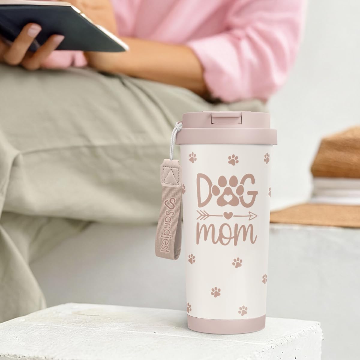 SANDJEST Dog Mom Tumbler - Stainless Steel 2-in-1 Lid Coffee Tumbler 18 oz, Insulated Travel Mug Gift for Dog Lovers Women Girls Mother, Birthday Christmas Mother's Day - Image 7