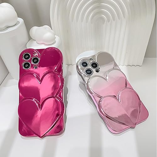 Miniatura 5 de MZELQ Funda para iPhone 14 Pro Max chapada en degradado con diseño de corazón de amor de lujo para iPhone 14 Pro Max para niñas y mujeres + 1