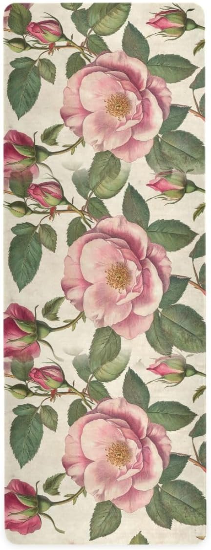 ALAZA Botanical Garden Vintage Rose Yoga Mat Non Slip Fitness Exercise Mat, Workout Mat for Yoga, Pilates and Floor Exercises
