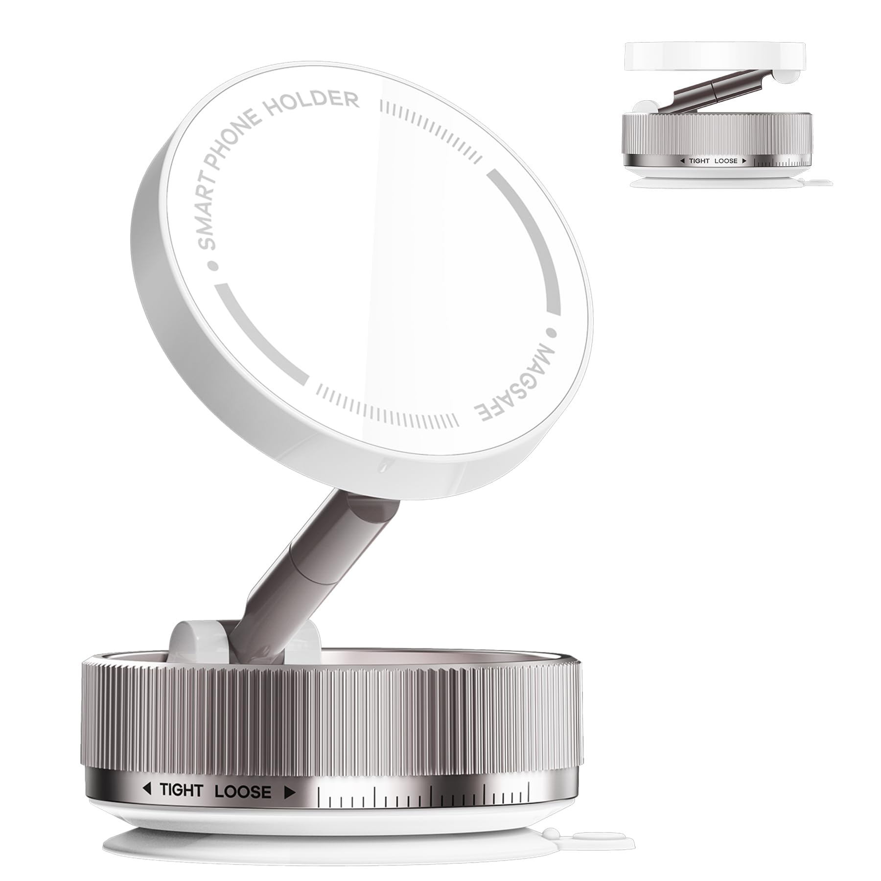 Svfreyavis Vacuum Suction Magnetic Car Phone Holder, 360° Adjustable Foldable Mount, Phone Stand for Car, Gym, Travel, Works on Smooth Surfaces,